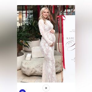 Elegant White Lace Maternity Gown